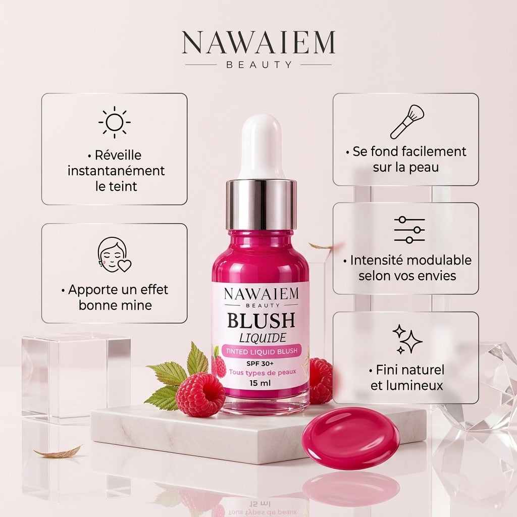 Blush Liquide Rose Framboise SPF 30+ – Éclat Intense