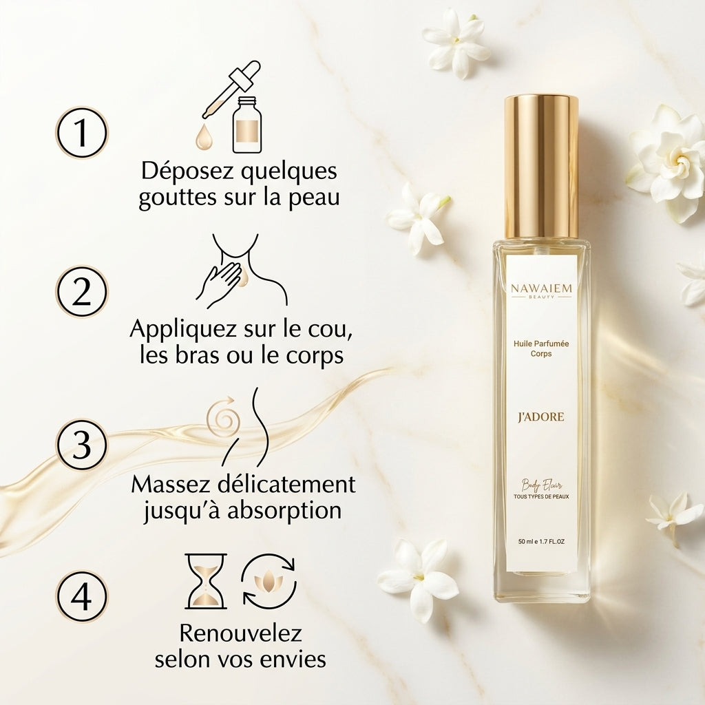 Huile Parfumée Corps J’Adore – Élégance Florale