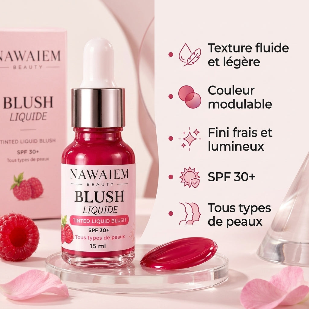 Blush Liquide Framboise SPF 30+ – Éclat Rosé
