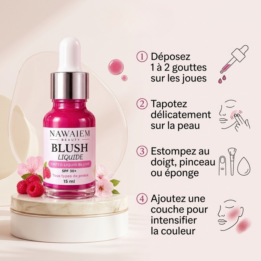 Blush Liquide Rose Framboise SPF 30+ – Éclat Intense